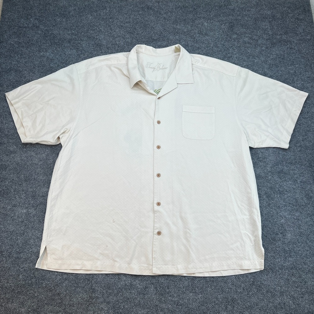 Tommy Bahama Mens Shirt Size 2XL XXL Beige Button Up Thats How I Roll Limited